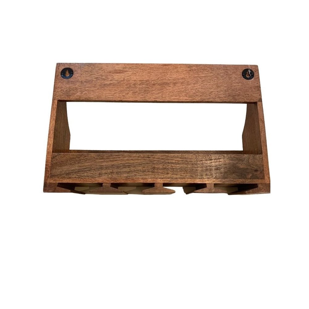 Wooden Wall Mounted Wine Bottle and Glass Hanger 18"l x 11.5"h Shelf - Picture 5 of 8